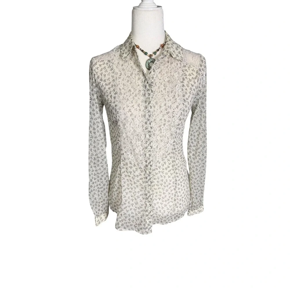 Free People Semi-Sheer Lace Panel Top –‎ XS